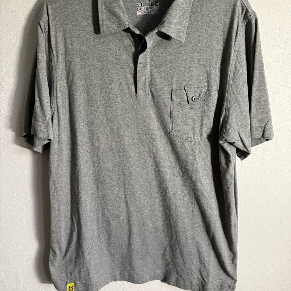 Men’s L Gray Under Armour Heatgear Regular Fit Lightweight Polo